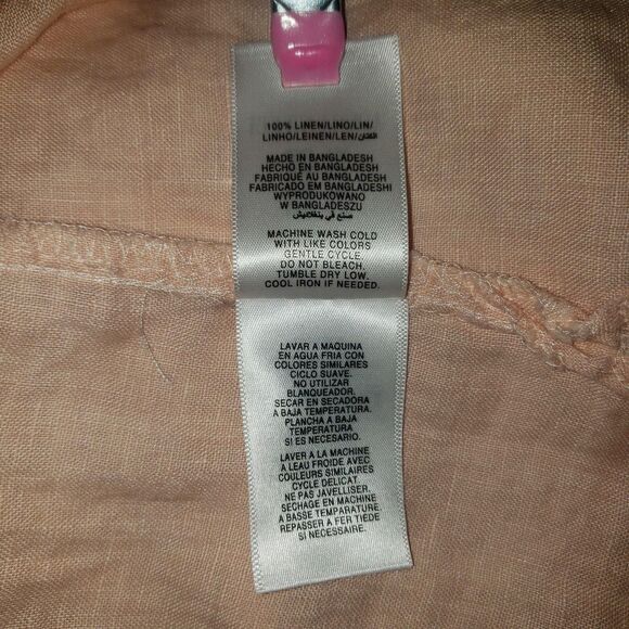 Ellen Tracy Blouse Womens 1X Pink Linen Half Zip Tunic Short Sleeve EPWH63534 - Picture 5 of 7